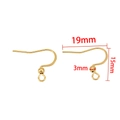 Gold stainless steel French ear hook 19x15mm with 3mm bead for DIY jewelry making - 19*15mm / Gold