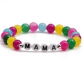 Colorful beaded bracelet with white MAMA letter beads on a clean white background - MAMA Letter Style
