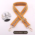 Adjustable wide woven shoulder strap with yellow and blue arrow patterns and gold hardware - Light Gold Buckle / Yellow