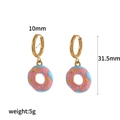Detail of pink and blue donut earrings in gold finish with 31.5mm total length - Pink and Blue Donut Style (TE60434-BL)