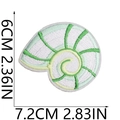 Green and white conch shell embroidered patch for bags with precise size markings - Style 14 (White & Green Conch)