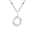 Silver tone stainless steel necklace featuring a radial texture circular ring pendant - Letter O / Silver