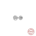 Minimalist S925 sterling silver stud earring with polished smiley face design in silver - Platinum Single #12