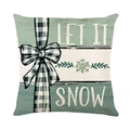 Weihnachts-Kissenbezug mit Let It Snow Aufdruck und grün-weißem Design für Sofa Deko - 45x45 cm / Let It Snow mit Schleife