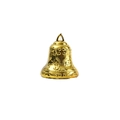 Goldene Weihnachtsglocke mit geprägten Blumenmustern und Aufhängering auf weißem Grund - 7cm Durchmesser / Gold