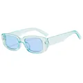 Chic rectangle sunglasses with translucent mint green frame and light blue lenses - Transparent Blue Frame Blue Lens