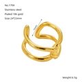 Irregular double layer 18K gold plated stainless steel open ring with 24x23mm dimension - Double Layer Twisted Style (ZR1704G)