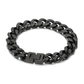 Polished matte black stainless steel Cuban link bracelet with rectangle clasp - Black Bracelet (KB154595-Z)