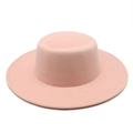 Detail shot of pink wide brim wool fedora showing fine stitching and felt texture - M (56-58cm) / Pink