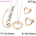 Conjunto elegante en oro rosa con collar de corazón calado y pendientes a juego - Juego de 2 Piezas Oro Rosa (KS138696-KLX)