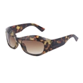Retro Y2K punk sports sunglasses with leopard print frames and brown gradient lenses - C4 Tortoise Double Tea
