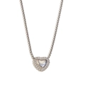 Silver stainless steel heart necklace with textured rope border and woven chain link - Mini Heart Pendant Necklace / Steel
