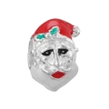 DIY red Santa Claus charm bead in silver metal with colorful enamel for jewelry making - Santa Claus Head (Red/Green Enamel)