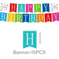 Colorful dot birthday party banner set with 15 pieces of 15cm paper flags for celebration - Party Banner