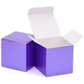 Purple cube paper gift boxes showing open and closed views for small jewelry and candy - Purple