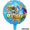 Blue 18-inch round foil balloon for Father's Day featuring Super Dad cartoon design - 18 inch Spanish Father's Day Superman Design Round Balloon