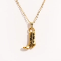 Collana vintage dorata con ciondolo a stivale da cowboy, stelle nere e incisioni - Stivale da Cowboy Stella Nera (款式2)
