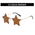Rimless star shaped sunglasses with gold frame and brown lenses model C3 gold brown - Gold Frame Tea Lens