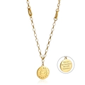 Collana dorata con ciondolo a girasole sorridente e incisione You are my Sunshine - Oro