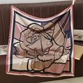 Elegant 90cm square silk satin scarf featuring artistic rose floral patterns in champagne and navy - 90*90cm / Pink Impressionist Rose (FJ918-02)