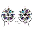 Rainbow crystal chest sticker XT-36 for festivals with iridescent rhinestone detailing - XT-36 Rainbow Glow Iridescent / 18.5cm*14cm