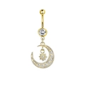 Piercing nombril doré avec pendentif lune et étoile serti de zircons brillants - XY-12 Pendentif Lune Étoile