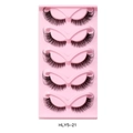 5 Paar transparente Cat-Eye Künstliche Wimpern Modell HLY5-21 auf rosa Tablett - Bühnen-Schlanker Stil (HLY5-21) / HLY5-21