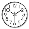 Minimalist 12-inch silent wall clock with black frame and white dial for home decor - 011H Simple Black Frame White Dial