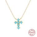 Collana in argento sterling S925 placcato oro con ciondolo a croce in turchese - Argento Sterling S925 Placcato Oro/Turchese / Collana con Croce d'Oro