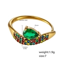 18k gold plated stainless steel ring with pear-cut green zircon and colorful accents - US 7 / Gold Green Zirconia