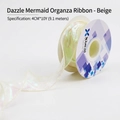 Iridescent mermaid yarn ribbon in off-white, 4cm wide with soft pearl finish - Off-white