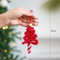 Handgemachter roter Boho Makramee Weihnachtsbaumanhänger mit Perlen, 18 cm Festdekoration - Weihnachtsbaum Anhänger A / Rot