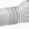 Five-piece silver bohemian chain bracelet set with snake, rope, and coffee bean links - SL189 Silver