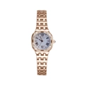 Orologio al quarzo quadrato in oro rosa da donna con castone diamantato e quadrante blu - Oro rosa