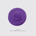 Classic purple wool felt beret for women in a vintage minimalist circular design - M(56-58cm) / Dark Purple