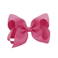 Handmade 4-inch pink grosgrain ribbon bow hair clip for girls with textured fabric - Pink (#30)