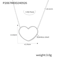 Silver hollow heart necklace in stainless steel with detailed product dimensions - 40+5cm / Silver Necklace