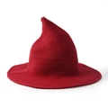 Knitted pointed witch hat in bright red wool blend for Halloween cosplay outfits - Burgundy
