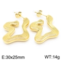 Golden titanium steel stud earrings featuring an irregular wavy geometric design - Gold (KE115929-KFC)