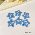 Set of six blue glitter star hair clips for girls, 3cm size mini BB snap hair pins - 9# Glitter Deep Blue Star Set of 6
