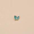 Micro-inlaid blue butterfly pendant with gold plating for DIY jewelry making - 13*12mm / Blue (No.6)