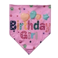 Pink Birthday Girl pet bandana with colorful prints for cats and dogs birthday party - Paw Print Bandana Pink