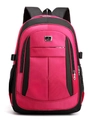Business sport backpack in rose red and black contrast with S sport metal badge - 9008 Pink