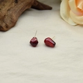 Mini resin pomegranate seed earrings in translucent ruby red with silver studs - Deep Red Pomegranate Seed Earrings Pair