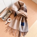 Écharpe classique en laine 100% à carreaux marron et beige avec franges et étiquette - Standard Anglais-49# Café Camel à Carreaux