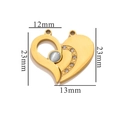 Pendentif cœur en acier inoxydable doré 18 carats avec pierres précieuses - Or-G8 Cœur Œil de Chat