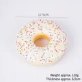 Large 17.5cm PU artificial donut toy with white icing and colorful sprinkles - Large White Donut - Sprinkles / Diameter 17.5cm