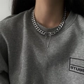 Collana a catena cubana spessa in argento inossidabile con ciondolo a triangolo - Collana Curb in Metallo Argento
