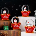 Mini Christmas unicorn snow globe with Santa and snowman on red sleigh base - NO.7 Christmas Sleigh