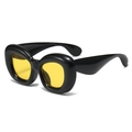 Hip-hop oversized inflated frame sunglasses with black frame and vibrant yellow lenses - Black Frame Yellow Lens